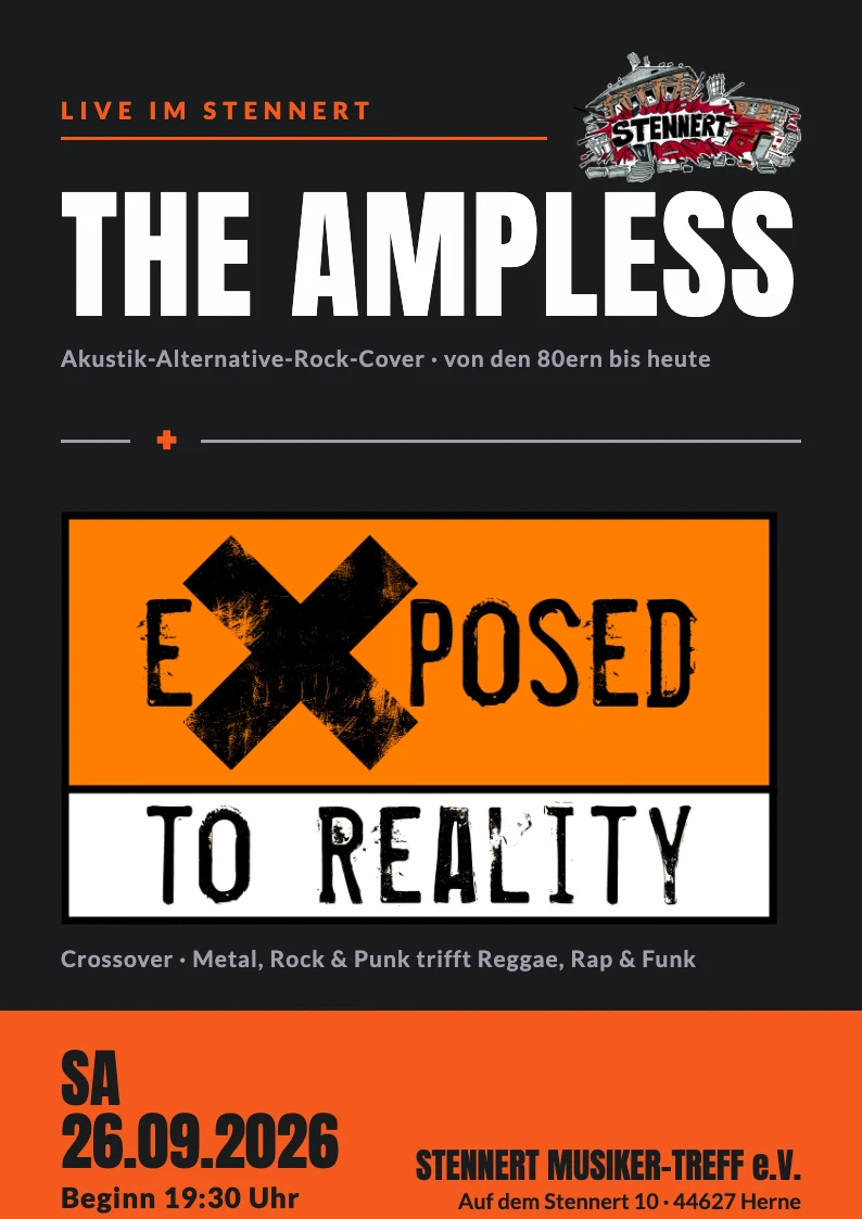 Plakat Ampless + eXposed to Reality am 26.09.2026 im Stennert Herne